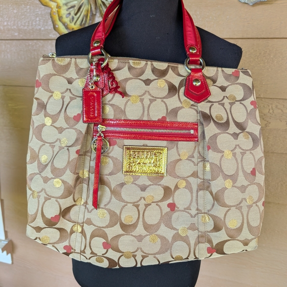Coach Handbags - Coach Tan and Red Tote Bag